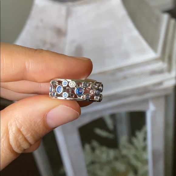 925 sterling silver blue sapphire ring - Picture 5 of 8